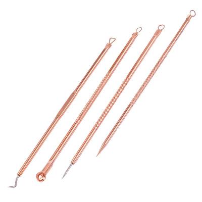 China Easy Apply 4 in-1 Set of Stainless Steel Rose Gold Plated Acne Needle in Compound Bag for sale