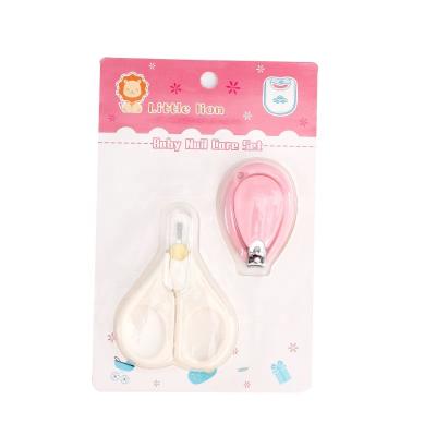 China Portable Wholesale Baby Nail Clippers Kit 2 Pieces in 1 Years Newborn Baby Safe Manicure Set for sale