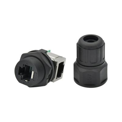 China Screw Lock Rj45 Panel Mount Waterproof Connector 8P8C Waterproof Ethernet Connector for sale