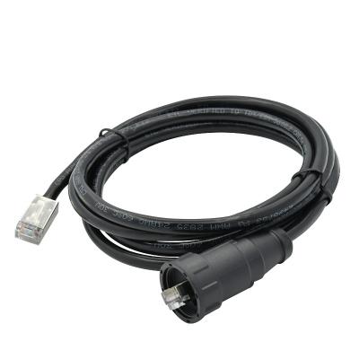 China Screw Lock 8P8C Rj45 Watertight Ethernet Connector Outdoor Straight Black Mould Cable for sale