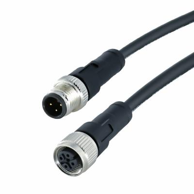 China Flexible 3 Pins M12 Power M12 Wire Connectors Cable Male Female Outdoor Watertight Sensor for sale