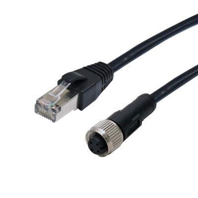 China 1.5A Industrial Ethernet Connector RJ45 Cable To M12 Molding Female A Coding Connector for sale