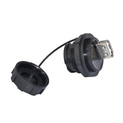 China IP67 Waterproof Ethernet Connector USB 2.0 To Female Panel Mount Plug With Cover for sale