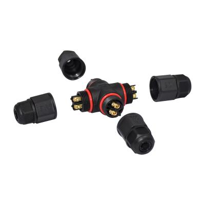 China Tipo de gran intensidad IP68 conector impermeable de cuatro terminales M20 2pin de la cruz del cable de alimentación del conector en venta