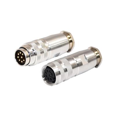 China 10A M16 200V Metal Screw Assembly Connector 2P 3P 4P Female Straight for sale