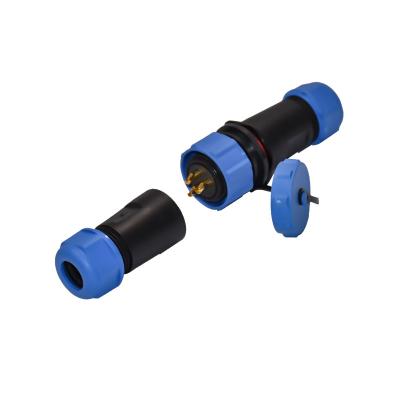 China IP68 Waterproof Circular Plastic Connectors Inline Cable Plugs Brass Contact for sale