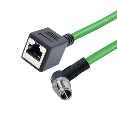 China M12 X Code 8 Pin Male To Female Rj 45 Certificatie van Ce van de Adapter de Kabel Aangepaste Lengte Te koop