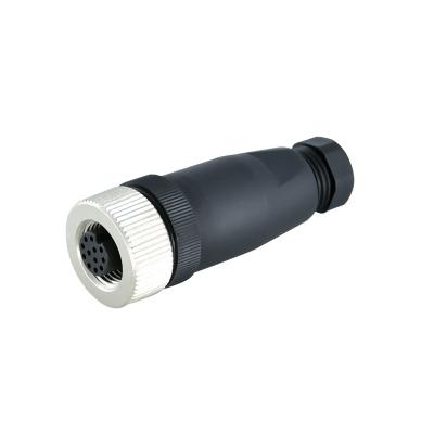 China Straight Female M12 Waterproof Connector 17 Pin Plastic Assembly for sale