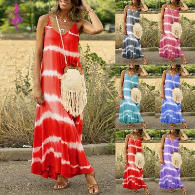 China European and American 2022 summer new viable slip dress stripe printing loose dress for sale