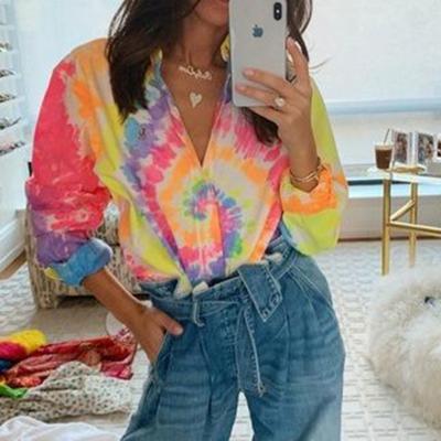 China Sustainable Summer Amazon European Women's New Popular Loose And American Long Sleeve Printed Shirt Top for sale