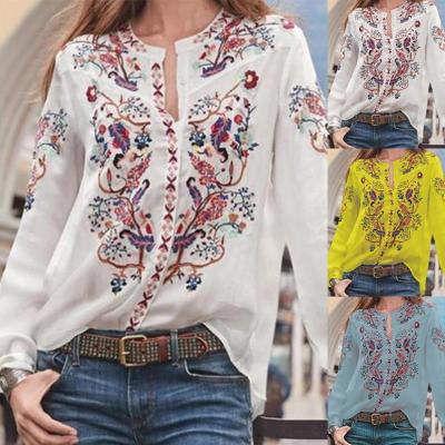 China eBay New European and American Women's Sustainable Border Explosive Loose Cardigan Printed Shirt With Long Sleeves for sale