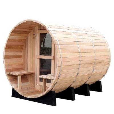 China Hot Selling Computer Control Panel 7years Factory Outdoor Steam Barrel Sauna With A Panoramic View for sale