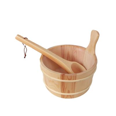 China Computer control panel sauna accessories wooden sauna spa bucket and ladle for sale