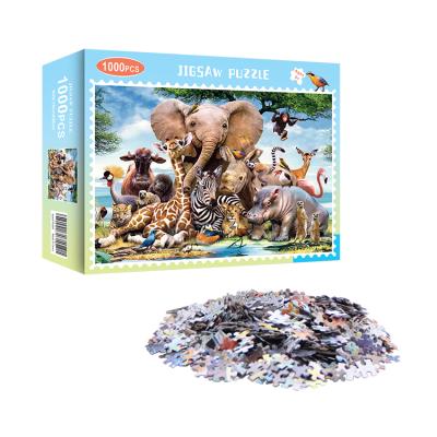 China Cartoon Toy Custom Printed Animal World Jigsaw Puzzle 1000 Pieces for sale