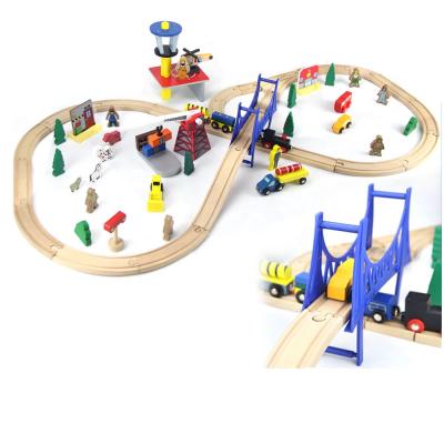 China Child wooden toy train PVC new product wooden toy train set hot sale wooden train set AT11604 for sale