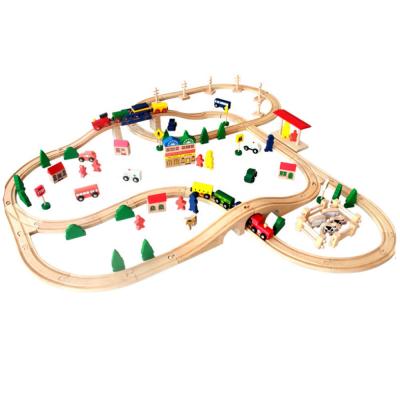 China Hot New Products Wooden Wood Puzzle Train Track Toys Train Railway Set Toy AT11836A for sale