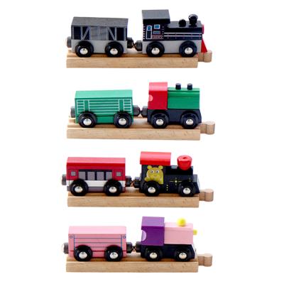 China 2021 New Arrival Many Slot Toy Magnetic Set Wooden Train Toy For Children Railway Train for sale