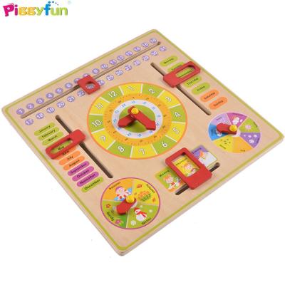 China Education Wooden Educational Toy Time Learning Wooden Clock Toys For Children AT12137 for sale