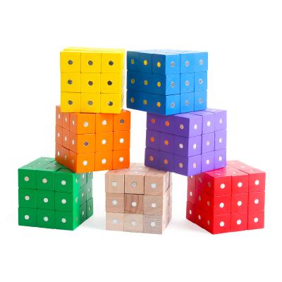 China Wooden Educational Toys DIY Toy Cube Wooden Block On Sale Of Magnet Eco-friendly Material Hot Intelligence Cube for sale