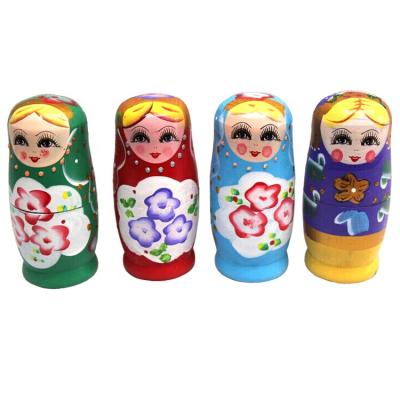 China 2021 Flower Battery Operated Traditional Russian Nesting Toy Dolls Matryoshka Wooden Doll AT11677 for sale