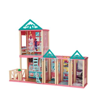 China Toy Wholesale Cartoon Furniture Children's Wooden Toy Dollhouse AT12101 for sale