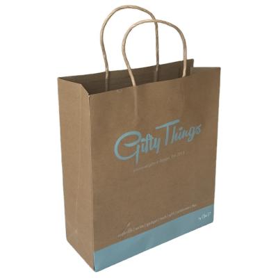 China Recyclable Custom Famous Brand Printed Brown Craft Paper Shopping Bag for sale