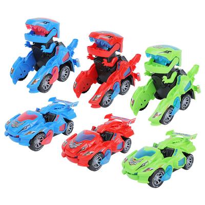 China Auto RC Hobby Green Blue Red 2-in-1 Dinosaur Transform Sound Light Dino Toy Car Mini Toy Car Toy Car for sale