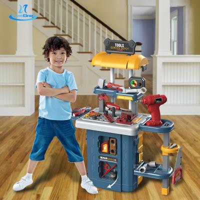 China Toy Tool Set Kids Funny Simulated Tool Set For Boys Mobile Tool Table Game House Toy 3 IN 1Trolley Case Expel Play Set With Accessories 49PCS Tool Toy for sale