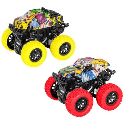 China Shock Proof Spring Good Selling Plastic Stunt Mini Cars Vehicles Inertial And Monster Truck Inertia Power Push Friction Car Toys for sale