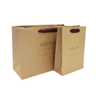 China Recycled Materials Kraft Paper Bag Commercial Luxury Shopping Gift Paper Bag Factory Custom Spot Color Printing Gravure Printing Shopping Package for sale