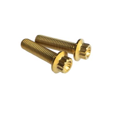 China Industry CNC Precision Titanium Alloy Flange Bolt 12pt Set Gold for sale