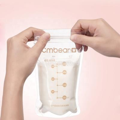 China BPA Free Custom Design OEM Stand Up Food Free 100pcs Free Pouch Disposable Mother Freezer Collecting Breastmilk Bag for sale