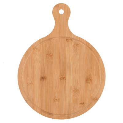 China Sustainable Bamboo Cutlery Pizza Tray, Round Dim Sum Tray with Handle, Hotel Home Pizza Shop, Western Restaurant LN017# Available for sale