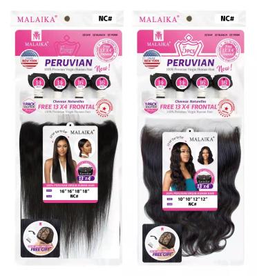 China No Tangle MALAIKA 4+1 Straight Frontal And Bundles Peruvian Hair Headband And Hair Bundles Deals for sale