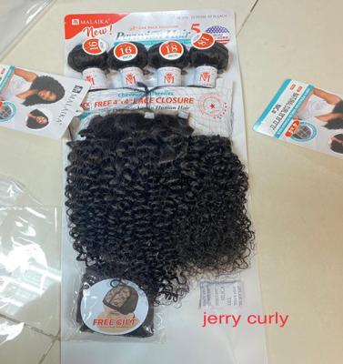 China No Tangle MALAIKA 4+1 Closure With Bundles 100% Natural Deep Curly High Quality Straight Hair Weave for sale