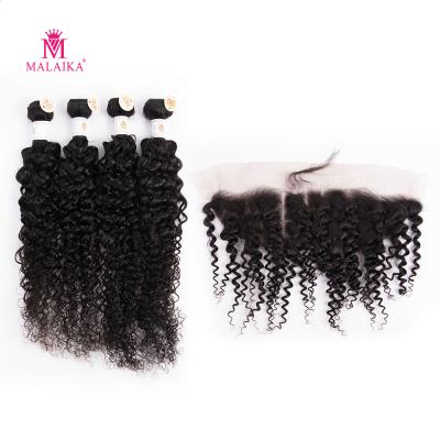 China No Tangle Hot Selling MALAIKA Jerry Curly Hair Weaves Cheap Bundle Hair Bundles With Closure for sale