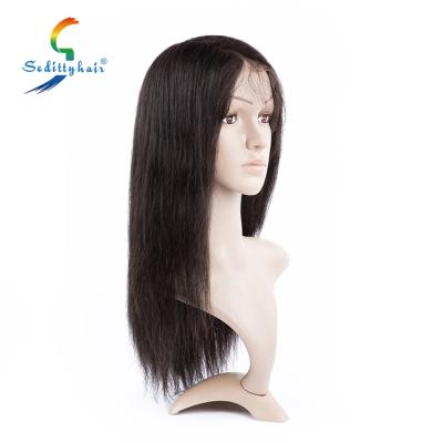 China No Tangle Pre Plucked Swiss Cuticle Aligned Straight Full Ponytail 360 Lace Frontal Wig for sale