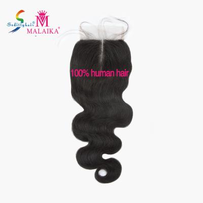 China Body Wave Seditty Hair Lace Closure 4*4 Hair Weaving 100% Virgin Hair Extensions Closures for sale