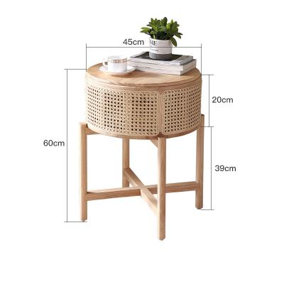 China Nightstands Japanese Janpanese Style Solid Wood Round Coffee Room Bed Furniture Naturalist Shalem Side Table for sale