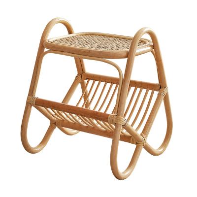 China Nordic Unique Modern Furniture Side Table Naturalist Shalem Design Rattan Tea Table Storage Single Coffee Table for sale