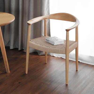 China High Quality Home Furniture Wooden Chairs (Others) Adjustable With Rope Braided Modern Dining Chairs ASH Wooden Restaurant Cafe Chair Chair for sale