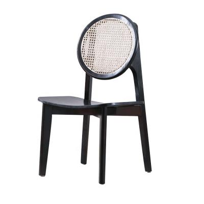 China The Other Nordic Style Natural Rattan Cafe Wooden Restaurant Cane Backrest Dining Chair for sale