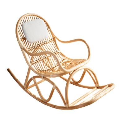 China Wholesale Craftsman High Quality Custom simple wooden chair rattan rocking chair bamboo ergonomic living room chair for sale