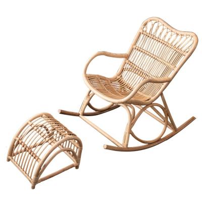 China Other Nordic Furniture Leisure Cane Lounge Recline Chair Natural Rattan Wicker Relax Rocking Chair for sale