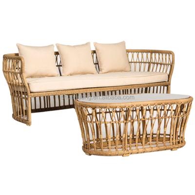 China Water proof luxury wicker furniture outdoor rattan sofa with coffee table for sale