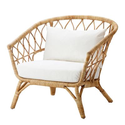 China Farmhouse Shalem Naturalist Furniture Natural Rattan Woven Outdoor Cafe Chair Single Balcony Lounger for sale