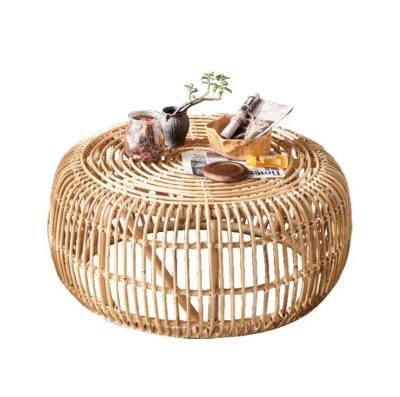 China Natural Round Shalem Southeast Asian Rattan Coffee Table Home Table Living Room Furniture Nordic Manual Side Table Decor for sale