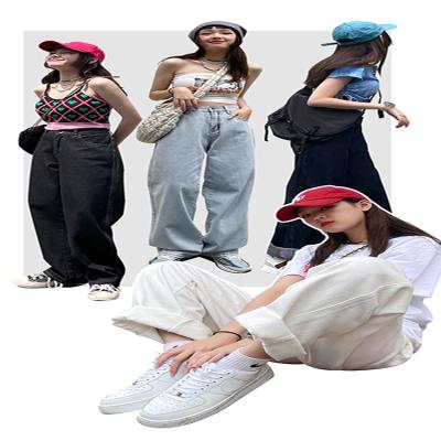 China 2021 Hot Sale OEM Calca Calca High Waist Breathable Streetwear Casual High Waist Pants Solid Fashion Wide Leg Womens Jeans for sale