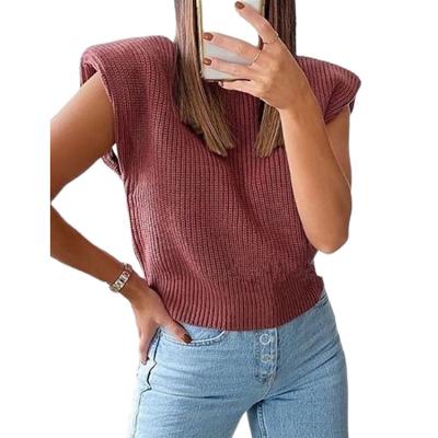 China Anti-pilling High Collar Sweater Padded Women Winter Turtle Neck Sleeveless Sweater for sale