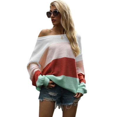 China Wholesale High Quality Anti-wrinkle Color Block Lantern Sleeve Sweater Women Sweater New for sale